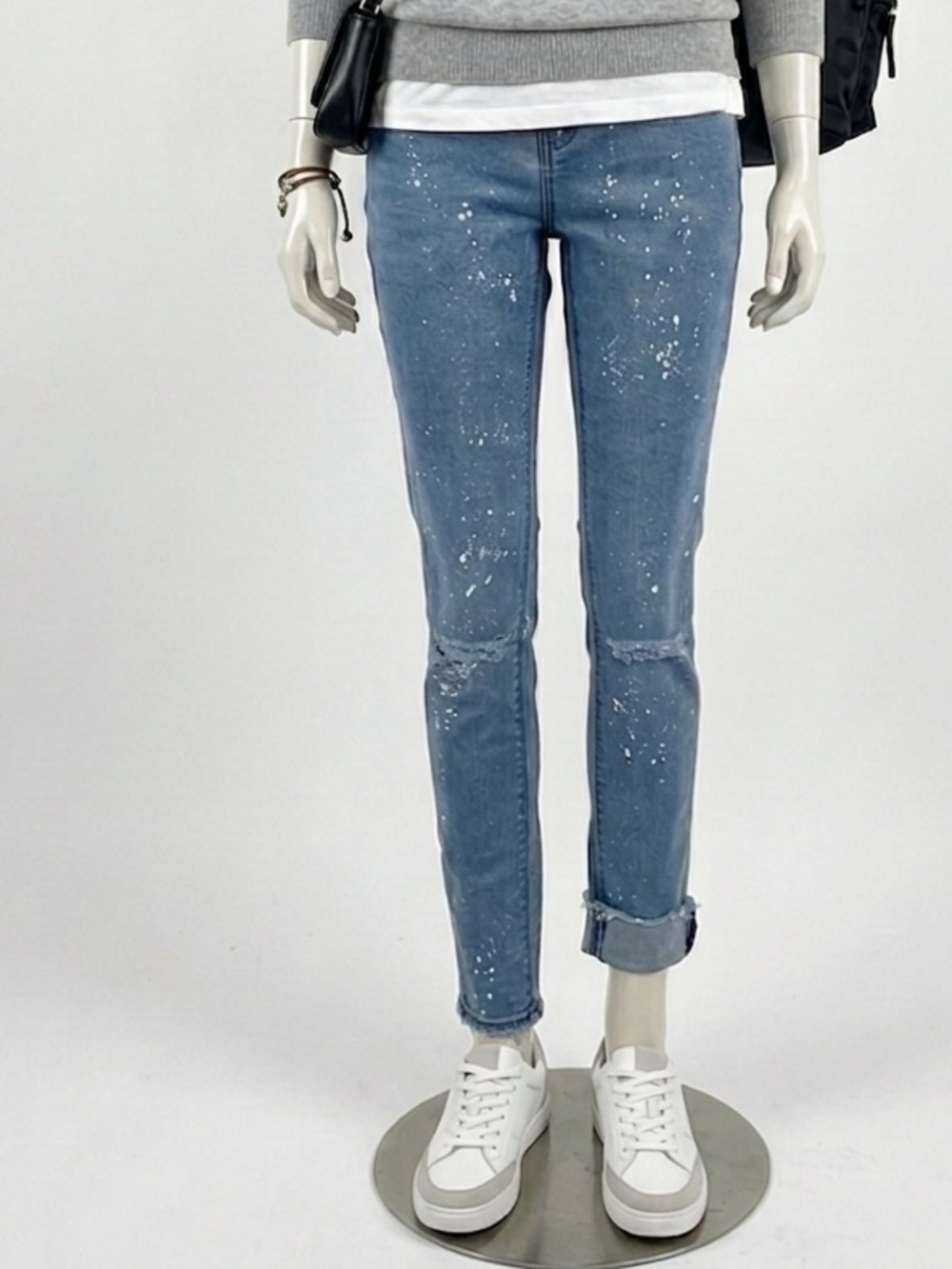 Zara Trafaluc Denim Paint Splatter Jeans